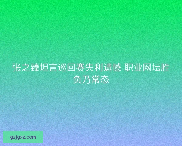 张之臻坦言巡回赛失利遗憾 职业网坛胜负乃常态